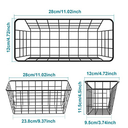  Hanging Kitchen Baskets Wire Storage Basket Adhesive Basket Over The Cabinet Door Organizer No Drilling, For Cabinet Pantry Organization And Kitchen, Bathroom, Storage, 2 Pack, Black