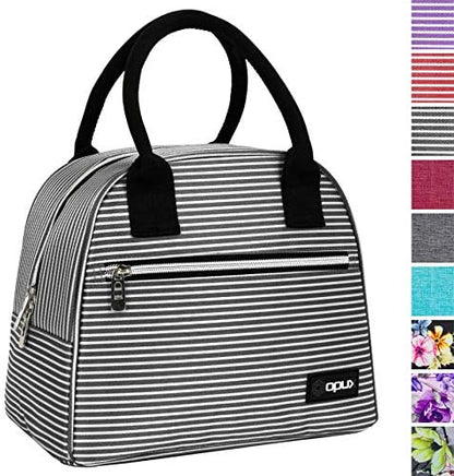  PUX Insulated Lunch Box Women, Lunch Bag Tote Girls Kids Teen Adult, Cute Soft Lunch Cooler Container Work School, Reusable Thermal Food Meal Prep Organizer Lunch Pail Travel Beach, Floral Purple
