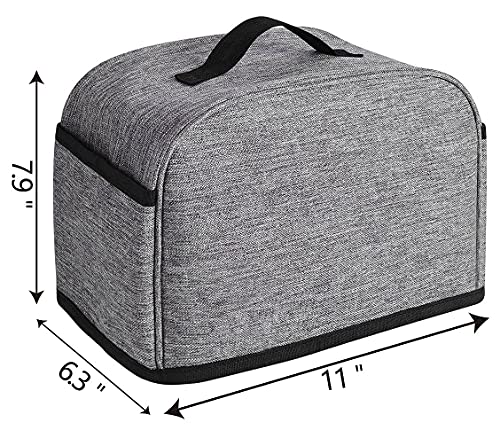  2 Slice Toaster Cover With Two Pockets For Storing Knife,Grey