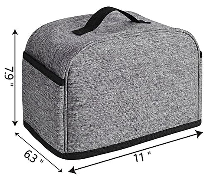  2 Slice Toaster Cover With Two Pockets For Storing Knife,Grey