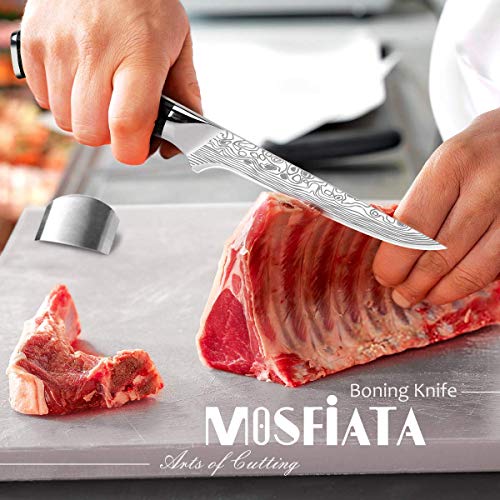  6" Boning Knife, Sharp Kitchen Cooking Knife With Finger Guard And Knife Sharpener, German High Carbon Stainless Steel EN1.4116 Chef’s Knife With Micarta Handle And Gift Box