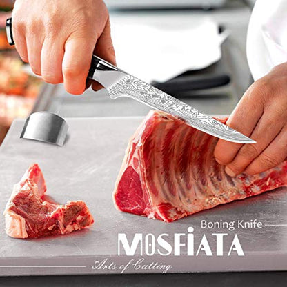  6" Boning Knife, Sharp Kitchen Cooking Knife With Finger Guard And Knife Sharpener, German High Carbon Stainless Steel EN1.4116 Chef’s Knife With Micarta Handle And Gift Box