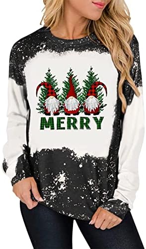  Womens Causal Loose Crewneck Fall Fashion Christmas Print Long Sleeve Sweatshirts Loose Tops Pullover Top Streetwear