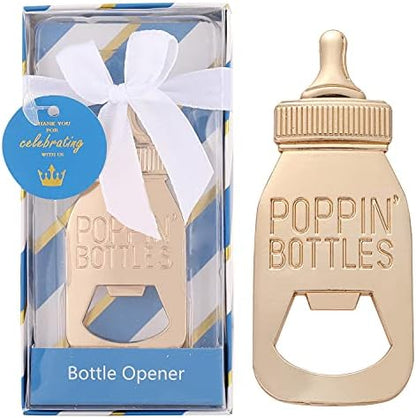  12 Pcs Pink Princess Baby Shower Favors For Girl,POPPINS'BOTTLE Bottle Opener Baby Shower Favor For Guests Girl Baby Shower Decoration Goodiebag Supplies (Pink And Gold, 12)
