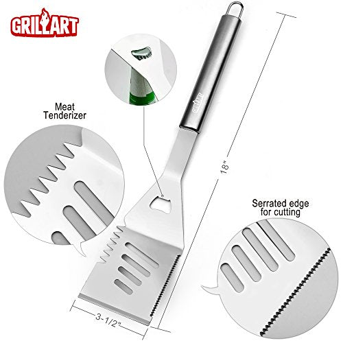  BBQ Grill Utensil Tools Set Reinforced BBQ Tongs 19-Piece Stainless-Steel Barbecue Grilling Accessories With Aluminum Storage Case -Complete Outdoor Grill Kit For Dad, Birthday Gift For Man