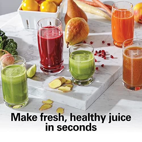 Hamilton Beach Juicer Machine, Centrifugal Extractor, Big Mouth 3" Feed Chute, Easy Clean, 2-Speeds, BPA Free Pitcher, Holds 40 Oz. - 850W Motor, Silver