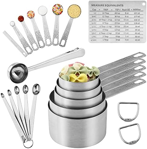  Measuring Cups, Measuring Cups And Spoons Set, 6 Measuring Spoons Set And 5 Measuring Cup Set, Stainless Steel Measuring Cups, Metal Measuring Cups, Mini Teaspoon Measuring Spoons Equivalents