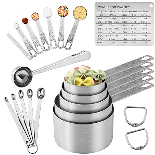  Measuring Cups, Measuring Cups And Spoons Set, 6 Measuring Spoons Set And 5 Measuring Cup Set, Stainless Steel Measuring Cups, Metal Measuring Cups, Mini Teaspoon Measuring Spoons Equivalents