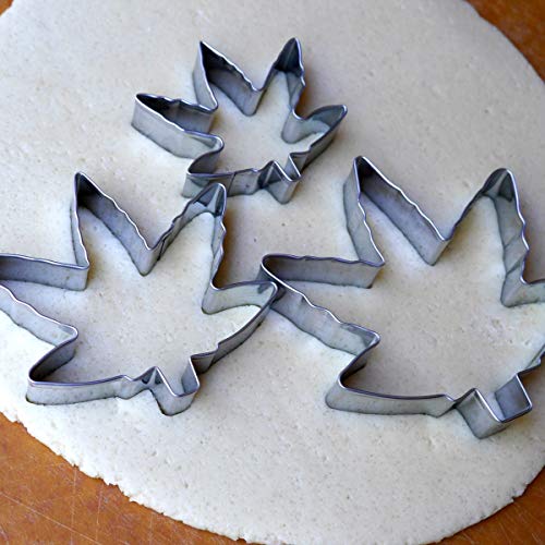  Marijuana Cannabis Shaped (Pot Leaf), Sweet Cookie Crumbs Cookie Cutter Set, 3 Piece, Stainless Steel, Dishwasher Safe