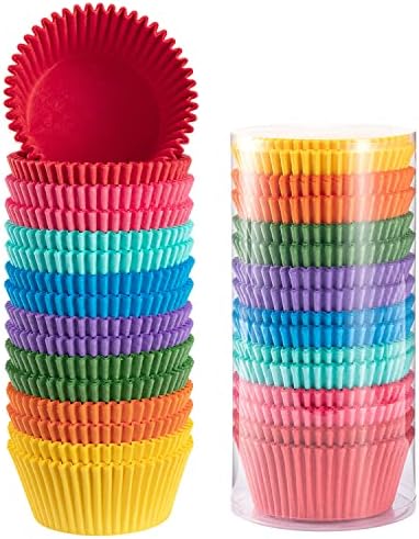  Fbera Colored Mini Cupcake Liners Vibrant Muffin Baking Cups 400-Count