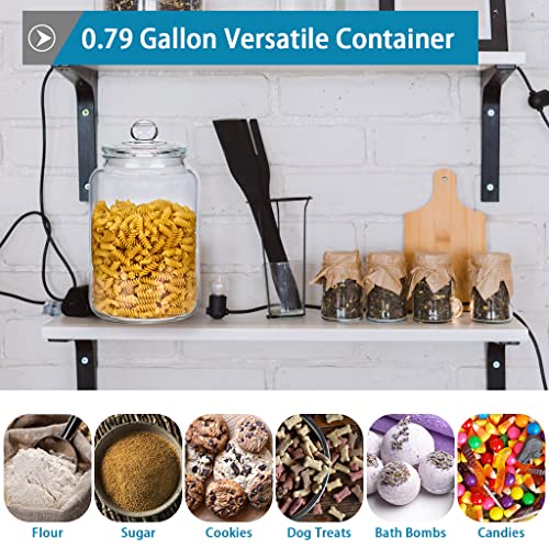  Glass Jar With Airtight Lid, Glass Canister 0.79 Gallon, Pantry Storage Container, Large Apothecary Jar For Candy, Cookie, Flour, Brown Sugar (3000ml/101oz)