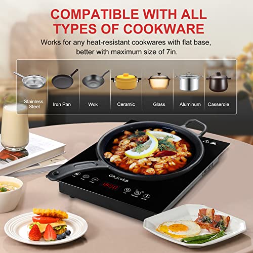  Portable Hot Plate Electric Cooktop, 1800W Single Countertop Burner With 9 Power Levels, Infrared Ceramic Burner For Cooking, Sensor Touch, 4-hour Timer, Safety Lock