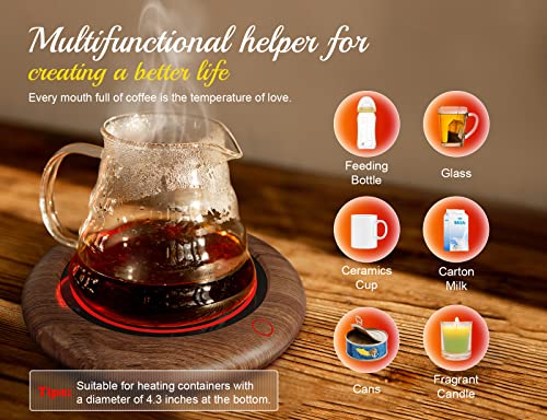  Coffee Mug Warmer, 40W Coffee Cup Warmer For Desk With 3 TEM Setting Breathing Light Gravity-Induction Smart Electric Beverage Warmers Heating Plate For Coffee, Milk, Tea, Candle Wax