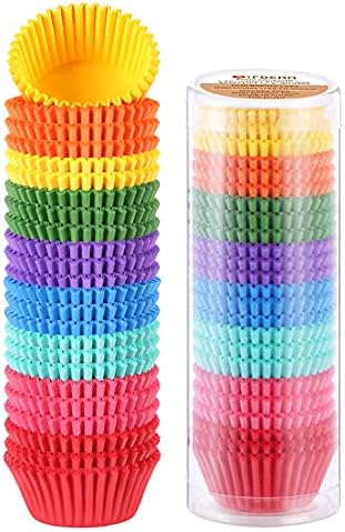  Fbera Colored Mini Cupcake Liners Vibrant Muffin Baking Cups 400-Count