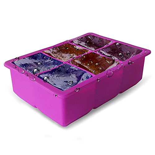  Ice Cube Mold Silicone Ice Cube Tray Large Squares 2 X 6 Big Ice Cube Molds Set - Makes 12 Cubes! The Large Ice Cube Molds Made From Food Grade Silicone & Are Reusable