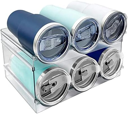  Spaclear Water Bottle Organizer, Stackable Kitchen Pantry Organization And Storage Shelf, Plastic Water Bottle Holder For Fridge Kitchen Cabinet Organizer And Storage, Tumbler Travel Mug Cup Organizer