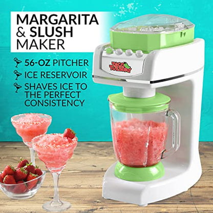  Taco Tuesday 56-Oz. Margarita & Slush Maker, Shave, Blend, And Shave-Blend Settings, Water Drip Reservoir And Cord Storage Included, White/Lime Green