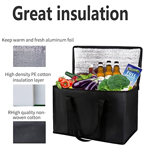  Insulated 3-Pack Car Trunk Organizer - Collapsible, Multi-Compartment Automotive SUV Car Organizer For Storage W/Adjustable Straps - Truck & Car Accessories For Women And Men - Black