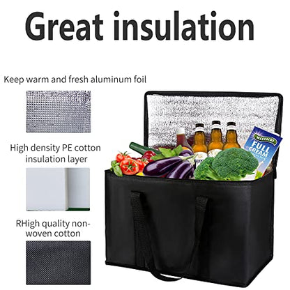  Insulated 3-Pack Car Trunk Organizer - Collapsible, Multi-Compartment Automotive SUV Car Organizer For Storage W/Adjustable Straps - Truck & Car Accessories For Women And Men - Black