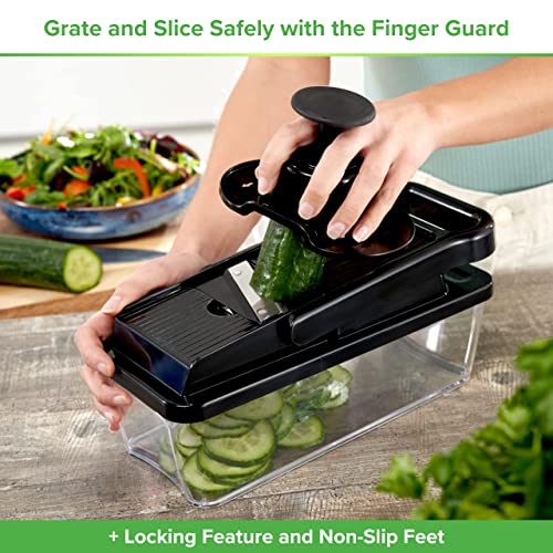  9-in-1 Vegetable Chopper & Mandoline Slicer For Kitchen - Veggie Chopper Vegetable Cutter, Food Chopper, Onion Chopper Dicer, Veggie Chopper With Container, Vegetable Chopper With Container - Black