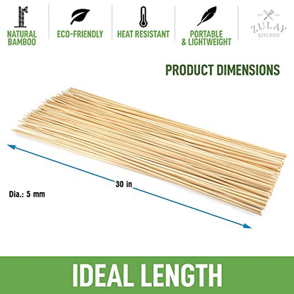  Authentic Bamboo Marshmallow Smores Sticks - 40 Extra Long 30" Roasting Sticks - 5mm Heavy-Duty Bamboo Skewers - Thick Smore Sticks - Ideal For Grilling - Marshmallow Sticks Camping