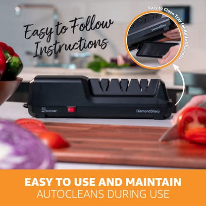 Electric Knife Sharpener For Kitchen Knives, Powerful Motor With Precision Guides And Professional Diamond Abrasives, Expert Automatic Angle Detection For Sharper Knives