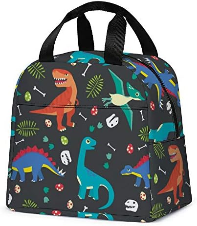  Lunch Bag, Cute Kids Reusable Cooler Lunch Tote Bag Insulated Leakproof Lunch Box Container With Front Pocket For Girls Boys School Work Picnic (Teal Cat)