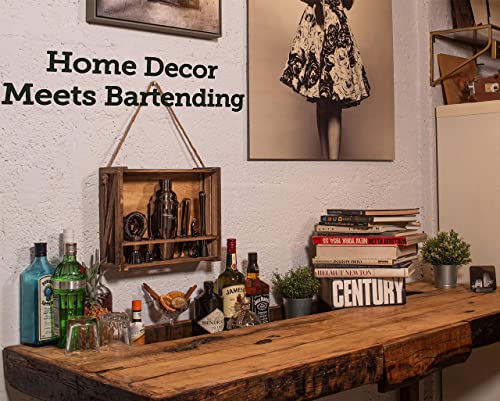  Bartender Kit: 11-Piece Bar Tool Set With Rustic Wood Stand | Perfect Home Bartending Kit And Cocktail Shaker Set For A True Drink Mixing Experience | Fun Housewarming Gift Idea (Gun-Metal)