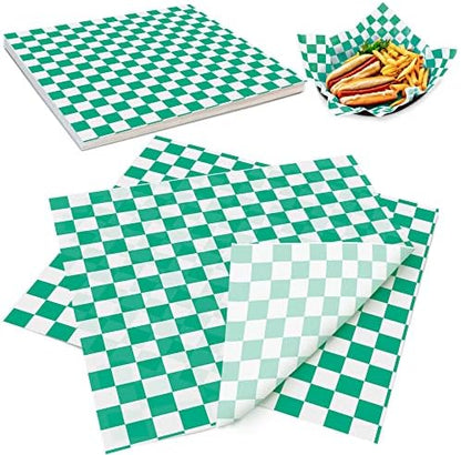  Deli Paper Sheets Sandwich Wrap Paper - 12x12" Food Wrapping Grease Resistant Checkered Liner Papers, Perfect For Restaurants, Barbecues, Picnics, Parties, Kids Meals, Outdoors - 250 Sheets