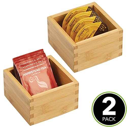  Bamboo Storage Bin Container, Drawer Organizer Crate Boxes For Kitchen Pantry Cabinet, Shelf, Island Or Countertop, Holds Snacks, Spices, Or Drinks, Echo Collection, 2 Pack, Natural/Tan