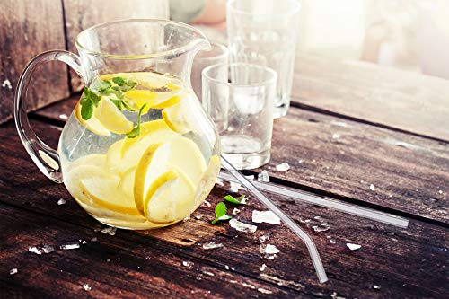  8"x8mm Long Reusable Glass Straws, Clear Drinking Straws For Smoothie, Milkshakes, Tea, Juice-12 Pack Including 6 Straight And 6 Bent With 2 Cleaning Brush, Perfect For Hot Or Cold Drinks