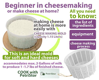  Basic Cheese Form, Soft & Hard Cheeses Hard Cheese Mold Butter Punched Making Form 1.15 Liters