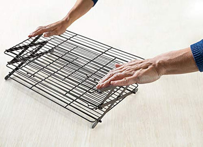  3-Tier Collapsible Cooling Rack - Bonus Baking Mat Included - Expandable & Foldable Cookie Cooling Wire Rack - Baking Rack - Foldable Cooling Rack For Baking Supplies - Premium Quality & Sturdy Legs