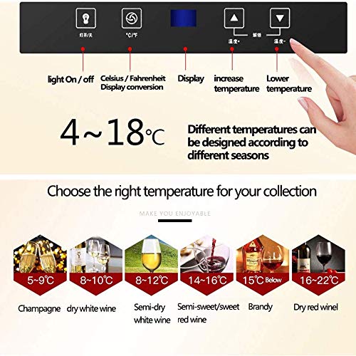  NIVOK 33 Bottles Wine Cooler, Digital Temperature Display-Double-Layer Tempered Glass Door-Quiet Operation Fridge Freestanding Wine Refrigerator