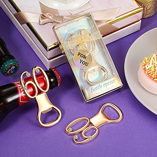 50 Pcs Golden Bottle Opener Birthday Party Favors, Rhinestones Wedding Anniversary For Guests Beer Opener Favor Gift Party Decor (60th Style)