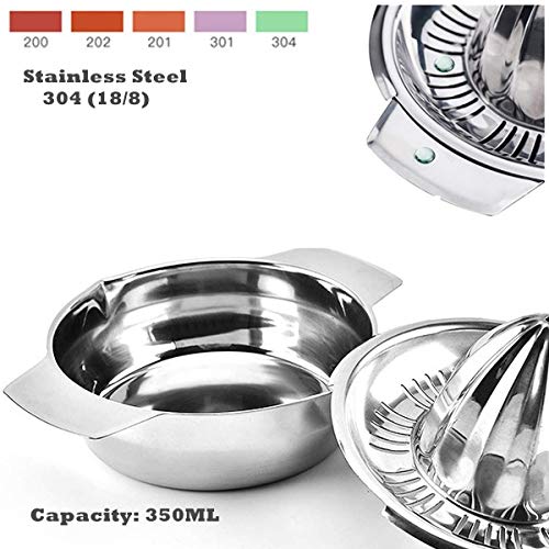  Citrus Lemon Orange Grapefuit Juicer Manual Squeezer Stainless Steel 304 Robust Hand Juicer Reamer Rotation Press With Strainer＆12 OZ Bowl, 2 Pour Spouts, Dishwasher Safe, Easy To Clean, Heavy Duty