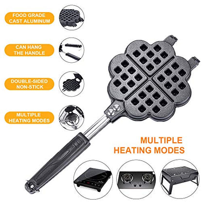  DIY Petal Shaped Waffle Cake Mold Pot, Baking Cake Pan, Non Stick Double Side Biscuits Muffin Mould Pot Bakeware ,Baking Tools For Household, Kitchen, Cafe Restaurant, Cake Shop