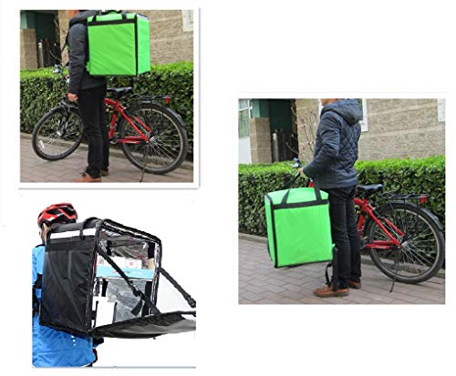  K-76F: Doubledeck Insulated Pizza/Food Delivery Backpack Bag, 16"x 15"x 18",With A Cup Holder. A Glossy Waterproof, Collapsible Food Take-Out Box For Catering, Restaurant Delivery, 76Liters(Green)