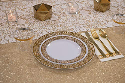  Decorative Hand Towels, Gold Flower 100pcs, Disposable Linen-Feel Guest Towels – Formal Dinner, Anniversary, And Wedding Napkins For Tables, Guestrooms, And Restrooms - 8.5 X 4 -Inches Folded By Fete,
