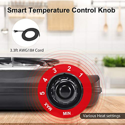  Electric Coals Burner Multipurpose Charcoal Burner ETL Approved Single Hot Plate 1000W Charcoal Starter With Adjustable Temperature Control Stainless Steel Cooktop Countertop For Camping&Cooking