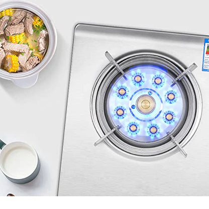  33CM Gas Stove 1 Head 7.2KW 9 Pots With Flameout Protection Home Kitchen Tempered Glass Camping Independent Stove (Size : NG)
