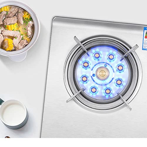  Gas Stove 1 Head 7.2KW 9 Cavities Large Fire Wok Burner With Flame Out Protection Home Kitchen Tempered Glass Camping Independent Stove Easy To Clean (Color : Silver, Size : LPG)