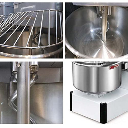  Commercial Food Mixer 21QT Commercial Food Stand Mixer Dough Kneading MachineDouble -speed Double-acting 304 Stainless Steel 1.5KW 120V