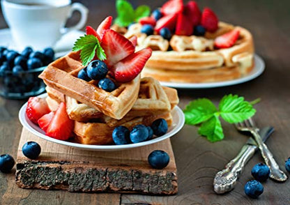  Belgian Waffle Maker, Electric Waffle Machine, Flips & Non-Stick Grids,Temperature Control, Round Waffle (Red)