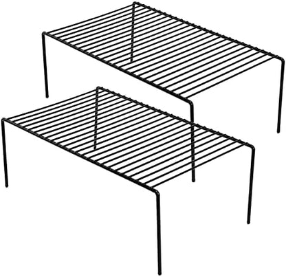  GEDLIRE Kitchen Cabinet Shelf Rack Organizers 2 Pack, Medium (13 X 9.4 Inch) Steel Metal Frame Freezer Wire Storage Shelf Rack, Cupboard Plate Dish Organizer Rack Counter & Pantry Organization, Chrome