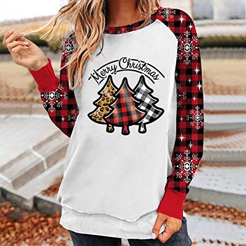  Pullover Sweatshirts For Women Fall Loose Tops Christmas Print Long Sleeve Sweatshirts Plus Size Pullover Top Streetwear