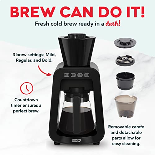 Dash Rapid Cold Brew Maker With VacuPress™ Technology With Glass Carafe For 40 Ounces Of Instant Fresh Cold Brew Coffee Or Iced Tea