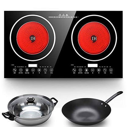  V Portable Multifunctional Countertop Double Burner Digital Sensor Touch Electric Dual Induction Cooker Digital Countertop Double Burner Cooktop With Kids Safety Lock Black