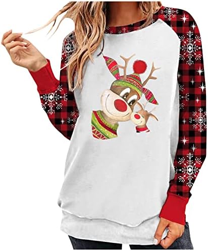  Womens Crewneck Sweatshirt Fall Crew Neck Christmas Print Long Sleeve Sweatshirts Loose Tops Pullover Top Streetwear