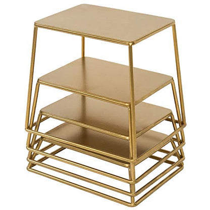  Modern Brass Tone Metal Nesting Buffet Table Food Or Retail Display Risers, Set Of 4